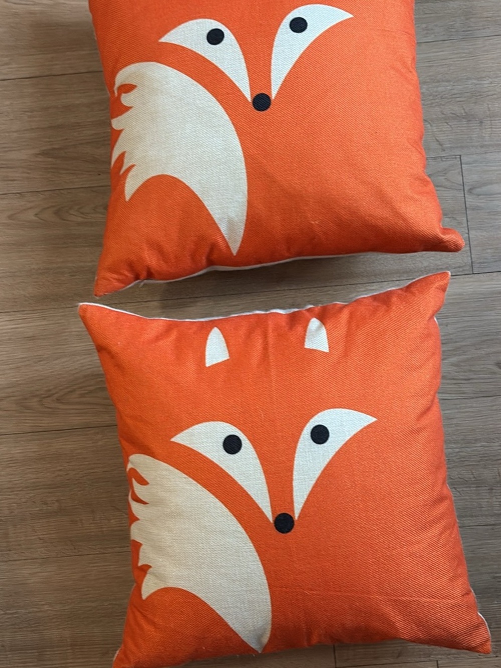 Fox Face Orange Decorative Throw Pillow Pair